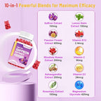 Saffron Gummies, 10 in 1 Saffron Supplements Gummies with Magnesium, Ashwagandha & Rhodiola Rosea, Sugar Free Vegan Mixed Berry Flavor - 2 Pack 120Cts