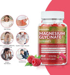 Magnesium Glycinate Gummies 1000mg, Sugar Free Magnesium Potassium Supplements Chewable for Adults with L-Threonate for Sleep, Body Support and Relaxation,90 Raspberry Gummies
