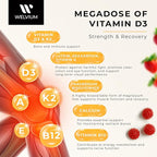 Vitamin D3 K2 Gummies 10000 IU with Magnesium Glycinate, Calcium, B12, K2 MK-7, Vitamins A, E, Lutein, Zeaxanthin - ADK Chewable Supplement for Bone, Eye, Immune Support - D3K2 Gummies