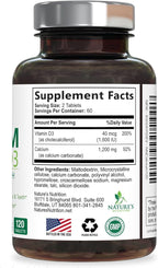 Calcium Supplement with Vitamin D3-1200 mg Calcium per Serving with D3 for Best Absorption - Supports Immune Health, Bones & Teeth - Nature's Calcium is Bottled in USA for Women & Men - 120 Tablets
