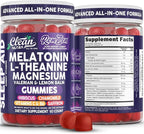 Clean Nutra Melatonin Gummies L Theanine Magnesium Valerian Root Lemon Balm Chamomile Vitamin C Gummy Saffron Sleep Aid Calm Vitamin B6 Stress Relief Hibiscus Relax Mood Happy Supplement Men Women