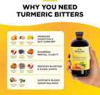 Serene Herbs Liquid Turmeric with Black Pepper - Turmeric Shots Curcumin Supplement 1000mg Extra Strength Herbal Drink, Digestive Bitters for Bloating Relief, Joint Health, Energy & Clarity - 16oz