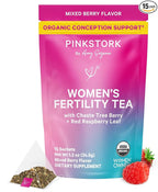 Pink Stork Organic Fertility Tea for Women | Fertility Supplements for Women with Chaste Tree Berry (Vitex) + Red Raspberry Leaf | Hormone Balance Herbal Tea for Conception Support | USDA Organic, Caffeine Free - Mixed Berry, 15 Sachets