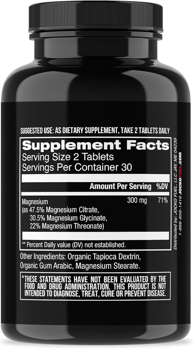 Jocko Fuel Magnesium Complex Supplement - Magnesium Glycinate, Citrate, & Taurate Capsules Dietary Supplement for Muscle Recovery & Relaxation, Heart, Nerve, Bone Support, & Sleep 30-Day Supply