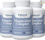 Pattern Wellness Magnesium Complex – Supports Muscle, Bone & Relaxation Health – with Zinc & Vitamin D – Daily Support Formula – 180 Vegan Capsules