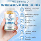 Multi Collagen Peptides for Women & Men, Hydrolyzed Collagen Peptides-Type I, II, III, V, X - with Hyaluronic Acid,Vitamin C,Biotin,Supports Skin Hair Nail, Non-GMO,840 Softgels