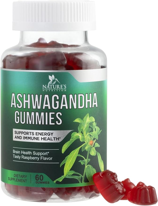 Ashwagandha Gummies - Advanced Ashwagandha Gummy Formula for Daily Use - Natural Antioxidant Support & Brain Health Support - Natural Calm, Relaxation, & Immune Support - Berry Flavor - 60 Gummies