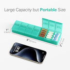 Barhon Pill Organizer Large, Weekly Pills Organizer Pill Box, Medicine Pill Organizer Travel, 7 Day Pill Case for Big Vitamins Supplements Fish Oil, Green