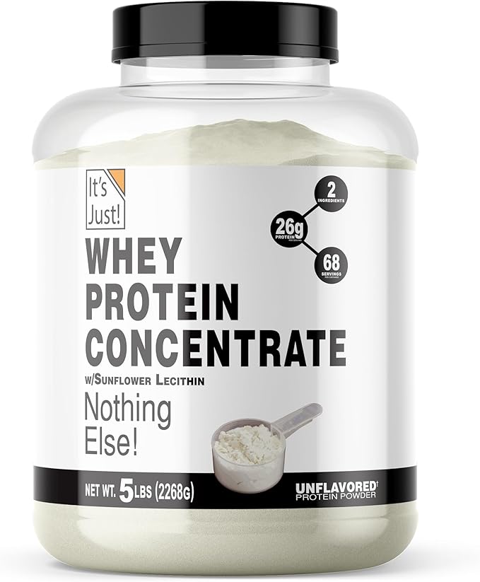 It's Just! - 100% Whey Protein Concentrate, Made in USA, Premium WPC-80, No Added Flavors or Artificial Sweeteners (5 Pound, Unflavored)