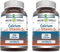 Amazing Formulas Calcium with Vitamin D3 Supplement | Tablets | Non-GMO | Gluten-Free | Made in USA (2 Pack | 250 Count)