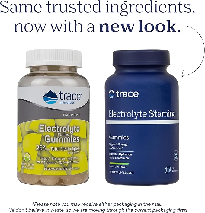 Trace Minerals Electrolyte Stamina Gummies - Convenient Electrolyte Supplement that Supports Hydration - Supports Optimal Energy - Muscle Stamina - Vegan - Lemon Lime - 90 Count (30 Servings)