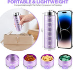 Large Weekly Pill Organizer, Metal Travel Pill Box, Portable Aluminum Alloy Waterproof Container, 7 Day Daily Medicine Organizer Holder for Vitamin, Fish Oil, Supplement, Purple