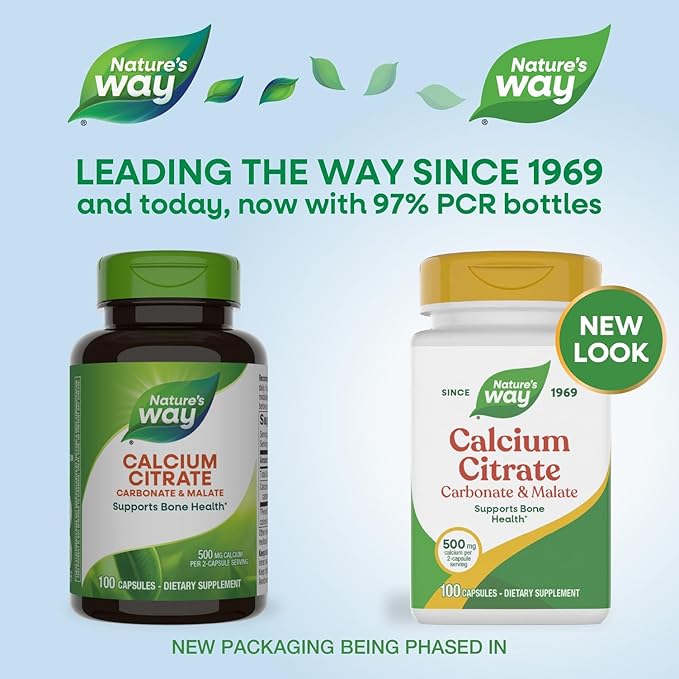 Nature's Way Calcium Citrate, Carbonate and Malate, Supports Bone Health*, 100 Capsules (Packaging May Vary)