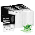 Individually Wrapped Body Wipes Bulk Bath Wipe, Women Men Large Adult Disposable Body Shower Wipes No Rinse-Free Bathing Cloths Wipe for Outdoors After Gym Camping Travel (100, Black, 12 x 10.3 in)
