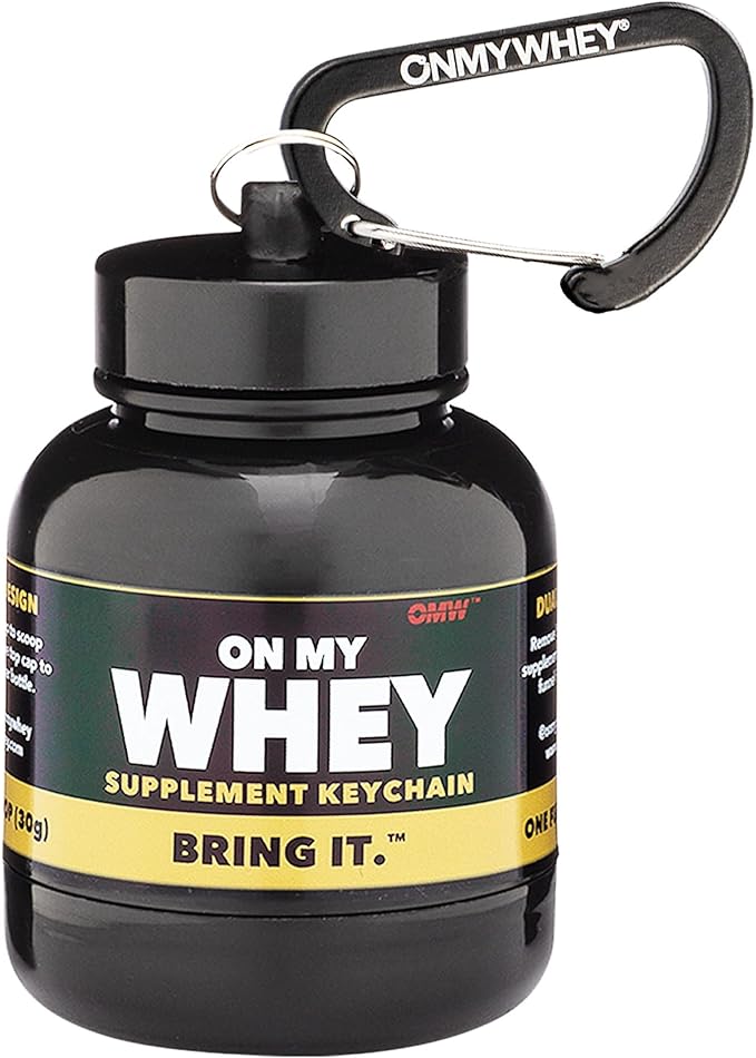 OnMyWhey - Protein Powder and Supplement Funnel Keychain, Portable to-Go Container for The Gym, Workouts, Fitness, and Travel - TSA Approved, Classic 3-Pack