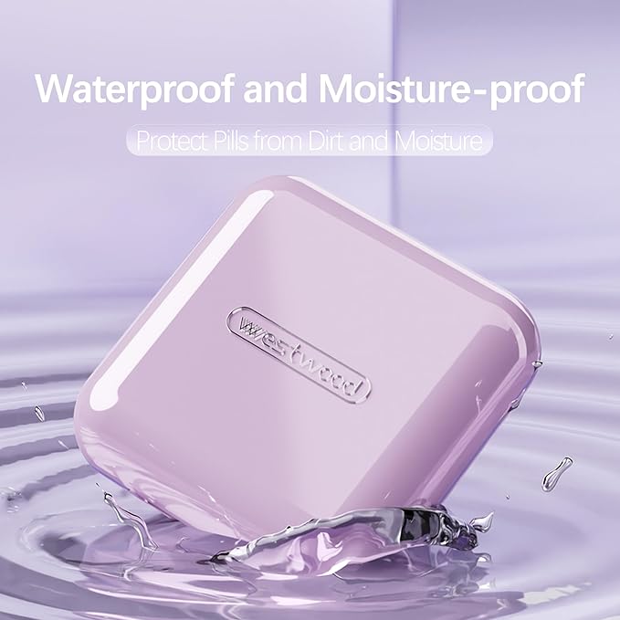 DUBSTAR Small Pill Box,Pill Case,Pill Organizer,Travel Portable Pocket Pill Box Medicine Organizer,Daily Pill Container for Purses Compact Travel Medicine Holder for Vitamins Medication Purple