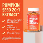 Pumpkin Seed Oil Gummies for Bladder and Urinary Tract Support - 200mg Pumpkin Seed Extract Per Serving - Vegan, Non-GMO, Gluten-Free - Sugar Free Pumpkin Seed Gummies - Orange Flavor, 30 Servings