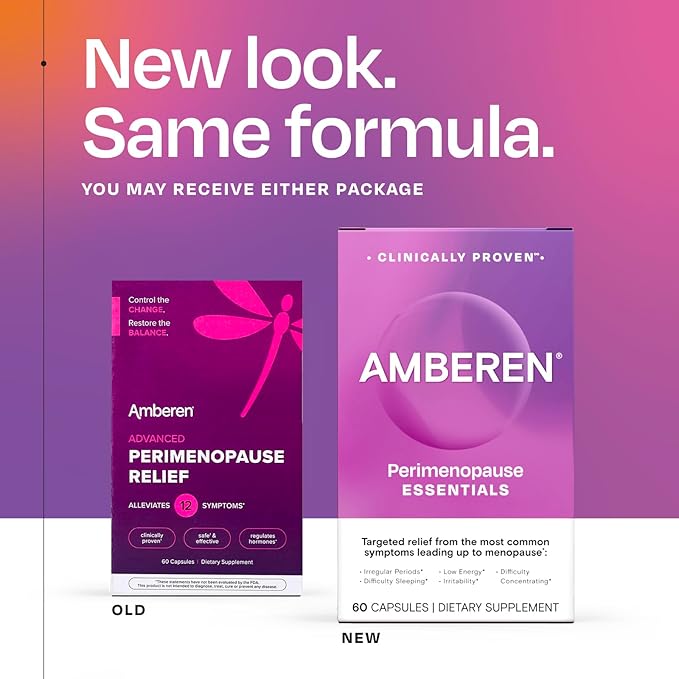 Amberen Perimenopause, Peri-Menopause Multi-Symptom Relief, Vitamin B, Vitamin E & Antioxidants Supplement, Helps Support Hormone Balance, Hot Flashes & Night Sweats, Supplements for Women, 180 Count