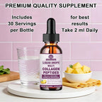 Multi Collagen Peptides Liquid Drops, 2oz – Types I, II, III, V, X, Hydrolyzed Collagen Complex for Hair, Skin, Nails, Bones & Joint Support | Collagen Supplement w. Hyaluronic Acid, Biotin, Vitamin C