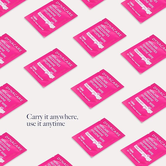 Dynarex HerCare Feminine Hygiene Wipes - 1000 Count - 5.5" x 8" Individually Wrapped, pH-Balanced, Alcohol-Free, Hypoallergenic, Travel Essentials for Women