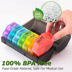 Weekly Pill Organizer 4 Times a Day, Large Pill Box 7 Day Daily Pill Case with 28 Extra Large Compartments Portable Travel Pill Container Big Medicine Organizer for Supplement Vitamin (Rainbow)