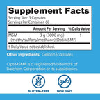 Doctor's Best MSM Supplement Capsules for Men & Women - Supports Hair, Skin, Nails, Joint Health & Mobility, 3000 mg Per Serving, Delivers Beneficial Sulfur w/OptiMSM, Gluten Free, Non GMO - 180 Caps