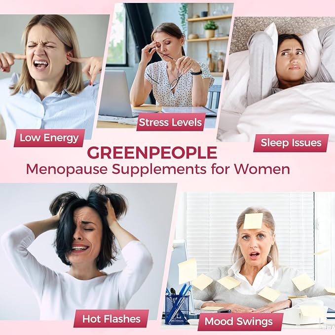 GREENPEOPLE Menopause Supplements for Women Gummies - 16-in-1 Dual Action Menopause Relief W/Black Cohosh, Vitex, Beef Organs for Hormone Balance, Hot Flashes, Night Sweats & Mood, Sugar-Free 60 CT