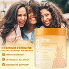 Pineapple Gummies for Women pH, Premium Feminine pH Balance Gummy, Vaginal Probiotics, Immune Support, Vegan, Gluten-Free, 60 Gummies 30 Servings