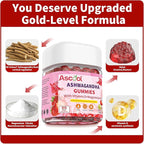 Ashwagandha Gummies for Stress Support & Relaxation with Magnesium + Vitamin D – 90 Count Sugar-Free, Vegan Ashwa Supplements