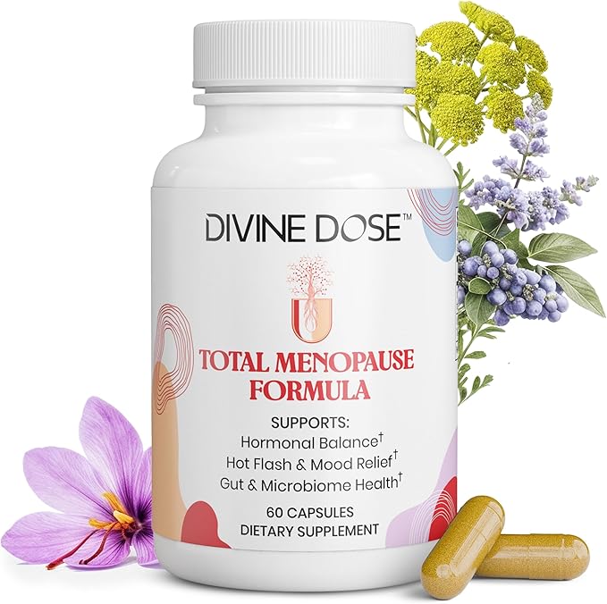 Total Menopause Formula 17-in-1 Support Supplement for Women with Ashwagandha, Black Cohosh, Maca, Probiotics, Vitamins D3, B6, B12 for Balance, Vitality & Mental Clarity | 60 Capsules