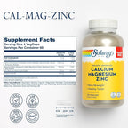 SOLARAY Calcium Magnesium Zinc Supplement - with Calcium 1000mg, Magnesium 500mg - Bone Health, Muscle Function, Heart Health and Immune Support - Vegan, 60 Day Guarantee, 68 Servings, 275 VegCaps