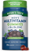 Nature's Truth Multivitamin for Men Gummies | 70 Count | Blueberry Flavor | with B12, D3 & Zinc | Vegetarian, Non-GMO and Gluten Free Supplement
