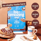 BE AMAZING Vegan Protein Powder, IHOP Cinn-A-Stack Pancakes, 20g Plant Based Protein with Prebiotic Fiber, Low Carb, Dairy and Gluten Free Shake Mix, No Added Sugar, 29.3 oz, 25 Servings