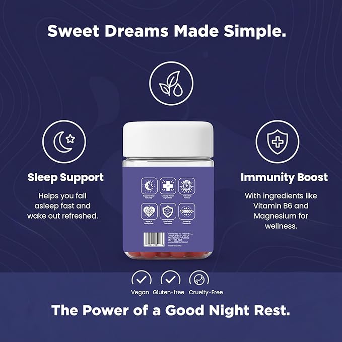 Sleep Gummies Deep Relax 5-HTP Gummies – Melatonin, L-Theanine & Magnesium – Vegan Fruit-Pectin Formula – Gluten & Soy Free – 60 Gummies