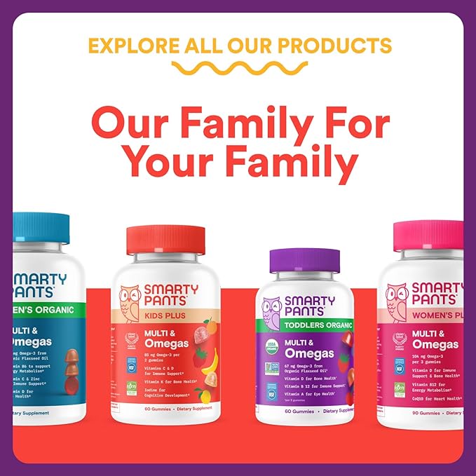 SmartyPants Kids Immunity Elderberry Gummies: Kids Immune Support Supplement, Vitamin C, Vitamin D, Vitamins B6 & B12 and Zinc, Gluten Free, Elderberry Flavor, 60 Count (30 Day Supply)