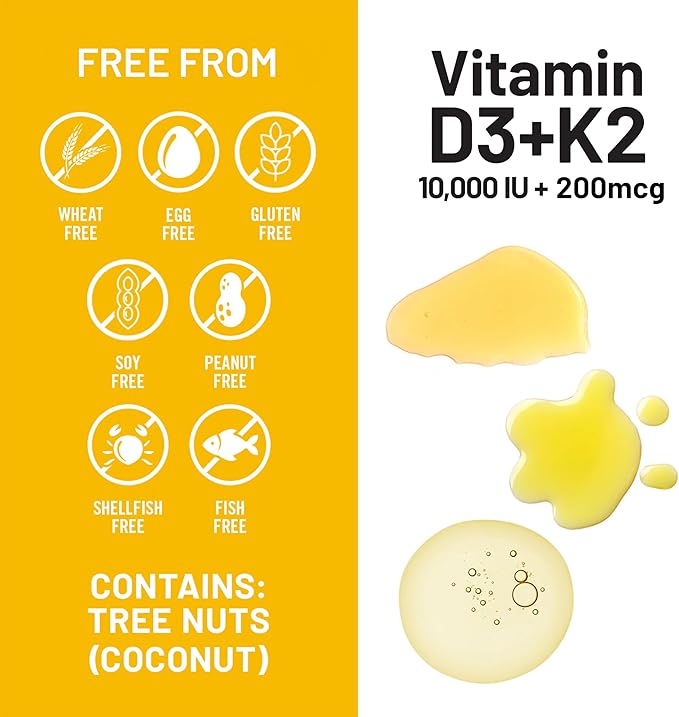 NatureWise Vegan Vitamin D3 + K2 in Organic Coconut MCT Oil - Natural D3 10000IU + Natural K2 200mcg - High Absorption Bone Support - Non-GMO - USA Manufactured - 30 Softgels[30-Day Supply]