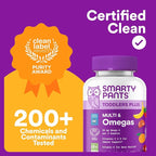SmartyPants Toddler Multivitamin Gummies, Omega 3 (DHA/EPA), Vitamins D3, C, Vitamin B12, B6, A, K & Zinc, Biotin, Gluten Free, Three Fruit Flavors, 60 Count (30 Day Supply)