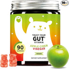 Bears with Benefits Apple Cider Vinegar Gummies – Metabolism & Detox Support with Vitamins B6, B12, Iodine & Folic Acid – Vegan. Balanced Gut (90 Gummies)