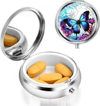 Sibba Portable Medicine Pill Case, Travel Multi-Functional Moisture Proof Pill Box for Purse & Pocket, Cute Metal Medicine Pill Organizer Box for Vitamins, Fish Oil & Supplements (Butterfly)