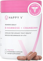 Happy V Dr. Formulated D-Mannose with Cranberry Pills for Women Cranberry for Urinary Tract infections & D Mannose Powder for UTI Infection Prevention, Bladder & Urinary Tract Health & Harmony