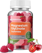 Magnesium Glycinate Gummies, Sugar Free Magnesium Supplement w/Ashwagandha, Zinc, Vegan Magnesium Glycinate Supplement for Adults - 60 Cherry Gummies