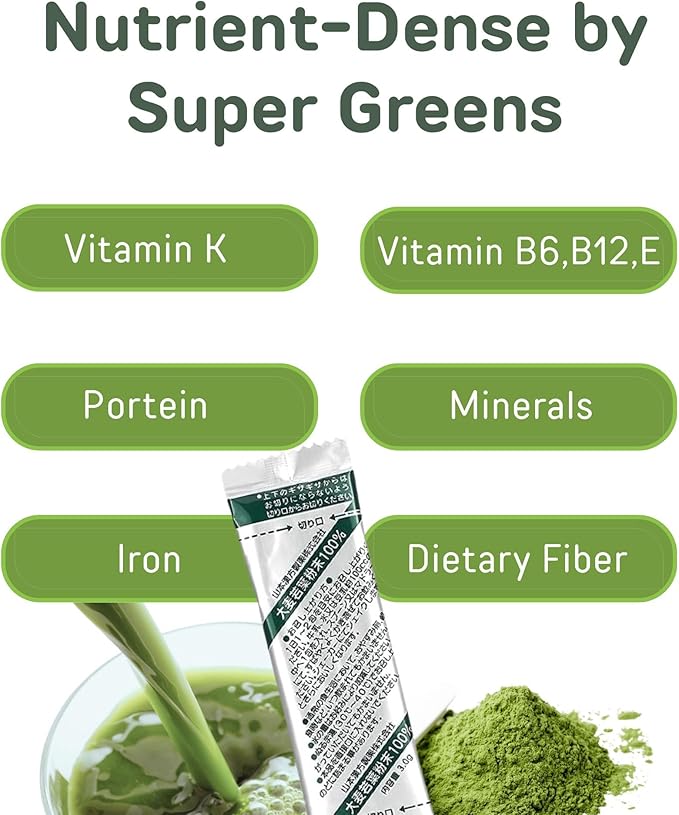 Yamamoto Kanpoh YAMAKAN Young Barley Grass Powder, Pure Green Juice Rich in Minerals, Vitamins & Plant-Based Protein for Women & Men, Barley Grass Juice Powder, from Japan, Non GMO 88 Count