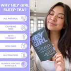 Hey Girl Sleep Tea - Natural Herbal Bedtime Tea Bags with Chamomile, Passion Flower, Valerian Root, Lemon Balm - Calming, Relaxing Adults Sleepy Night Time Tea - Relaxation Gifts for Women 3-packs