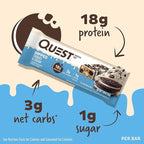 Quest Nutrition Dipped Cookies & Cream Protein Bars, High Protein, Low Carb, Gluten Free, Keto Friendly, 4 Count