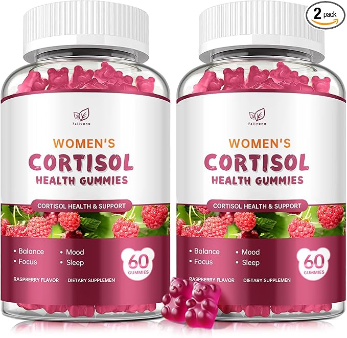 (2 Pack) Cortisol Gummies,Cortisol Reducer for Women,with rhodiola rosea,l-theanine,Phosphatidylserine,magnesium ashwagandha - Emotional support, adrenal balance, sleep, raspberry flavor, 120 Count
