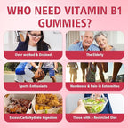 Vitamin B1 Gummies 500mg for Adults & Kids, Thiamine B1 Supplement with Magnesium, Vitamin B1 Supplement for Nervous System Supports & Boost Energy, Raspberry Flavor, 60 Count