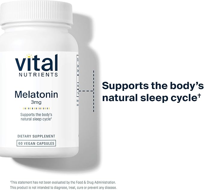 Vital Nutrients Melatonin 3mg - Vegan - Low-Dose Melatonin - Sleep Supplement to Support the Body's Natural Sleep Cycle* - Gluten, Dairy, Soy Free - 60 Capsules