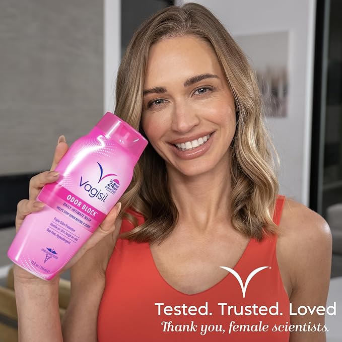 Vagisil Feminine Wash for Intimate Area Hygiene, Odor Block, Gynecologist Tested, Hypoallergenic, 12 oz, (Pack of 2)