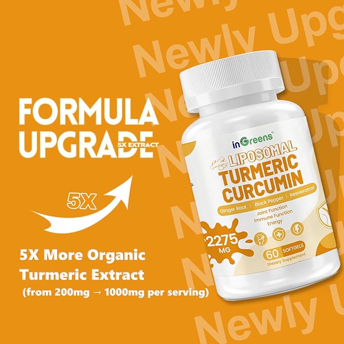 inGreens Turmeric Supplement 2275mg, 95% Curcumin, Liposomal Curcumin for Best Absorption, Curcumin Supplement for Joint Support, Bottled in USA - 300 Softgels