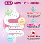 OMOGS 2PCS Women's Probiotic, with Cranberry Extract, Organic Prebiotics & Vitamin C, 90 Billion CFUs,18 Strains, Help for Boost Immune, Digestive, Gut Health & Women's Health,180 Tablets